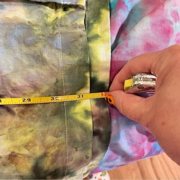 Men's tie dye linen cotton blend button down camp shirt short sleeve green 3XL - Picture 10 of 10